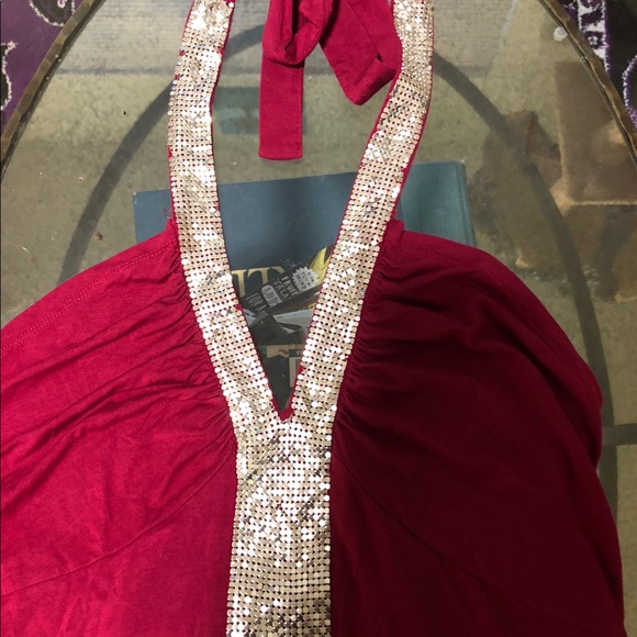 Sequence Burgundy Halter Top- Burgundy GUC - Picture 2 of 8